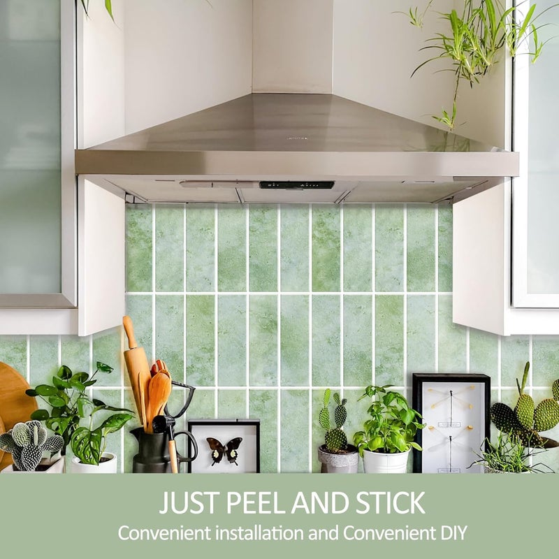 Crystiles Green Peel and Stick Backsplach Tile, 12"x12" Back Splash Stick on Tiles for Kitchen, Bathroom, 10 Sheets - Image 4